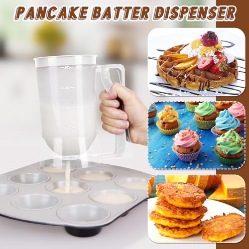 2 Pcs Handheld Batter Dispenser Squeeze Handle 4 Cups (White)