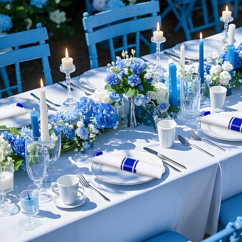 400PCS Pre Rolled Blue Plastic Silverware Set Heavy Duty for Wedding (Blue - Classic)