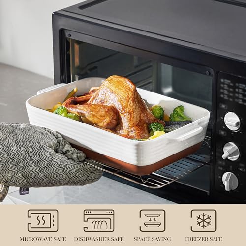 Large 9x13 Ceramic Baking Dish with Handles