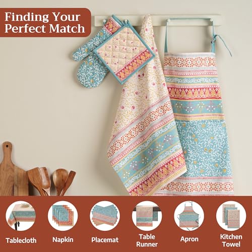 Double Oven Mitts 100% Cotton Double Oven Glove (122 - Carpo / 7" x 35" (Double Oven Mitt))