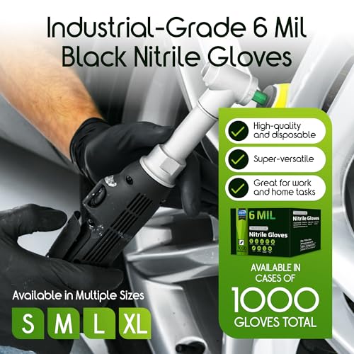 6 Mil HEAVY DUTY Stretch Nitrile Black Gloves Disposable Latex Free