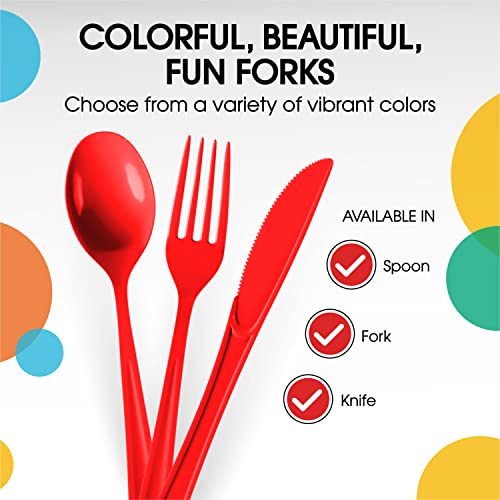 Red Plastic Knives 200 Pieces Red Knives Disposable Utensils Heavy Duty Plastic Cutlery Set Disposable Cutlery Sets Flatware Sets Silverware Set Party Supplies & Party Tableware (Red / Knives)