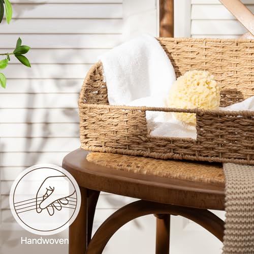 Pantry Baskets for Organizing (Light Brown(Paper Rope) / 15¾"L x 11"W x 7½"H + 14¼"L x 9¾"W x 6¾"H)