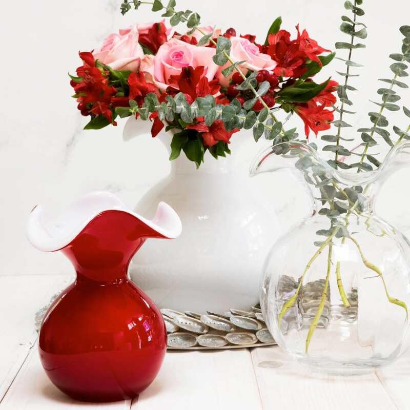 Hibiscus Glass White Medium Fluted Vase (Medium / White)