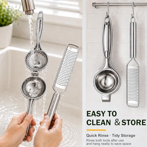 Lemon Squeezer & Zester Set Stainless Steel Citrus Juicer (Large)