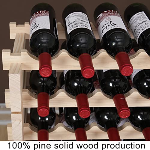 Wine Rack Cabinet Wooden Freestanding for Floor Stackable Storage Wine Bottle Holder (Natural Color / 80bottles)