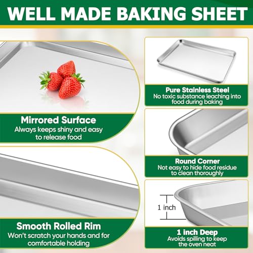Stainless Steel Baking Sheet Pan with Rack & Mat