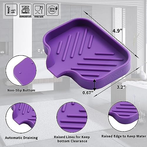 Silicone Soap Dish with Drain Spout (Purple / S(4.9"×3.2"))