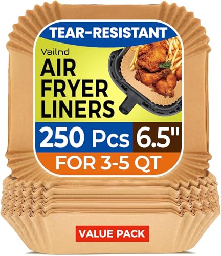 250 Pcs 6.5" Square Air Fryer Liners Disposable for 3 (125 Count)