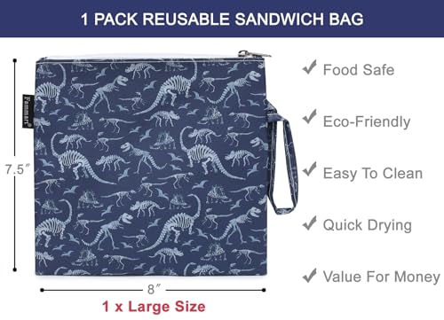 Reusable Sandwich Bag (Large, 1 Pack - Dinosaur Fossil)