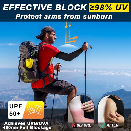 Cooling Arm Sleeves for Men Women (4 Pairs Black)