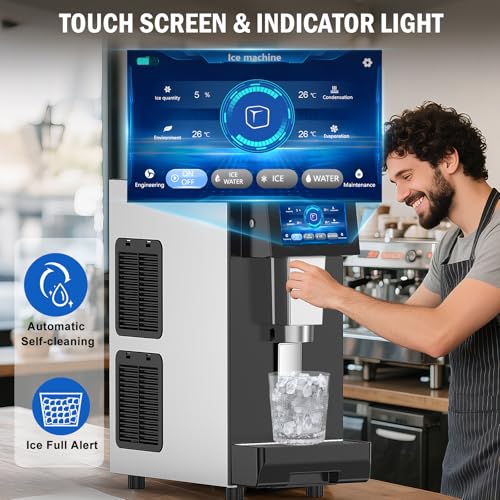 100 lbs Countertop Nugget Ice Maker Commercial with Water Dispenser