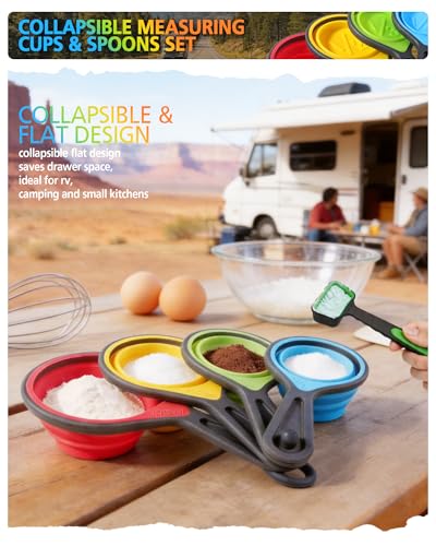 Collapsible Measuring Cups and Spoons Set with Funnel