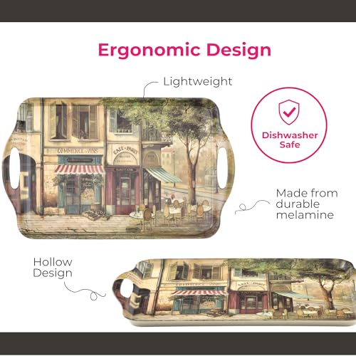 Parisian Scenes Melamine Rectangular Serving Tray (18.9" x 11.6" / Parisian Scenes)