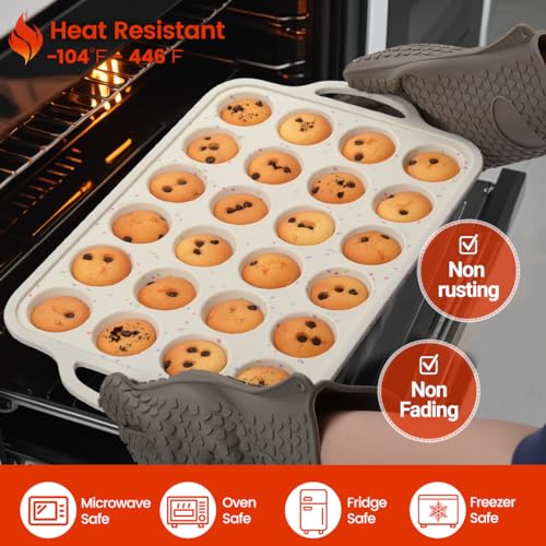 Silicone Mini Muffin Pan with Metal Reinforced Frame (Creamy Confetti / 24-Cup Mini)