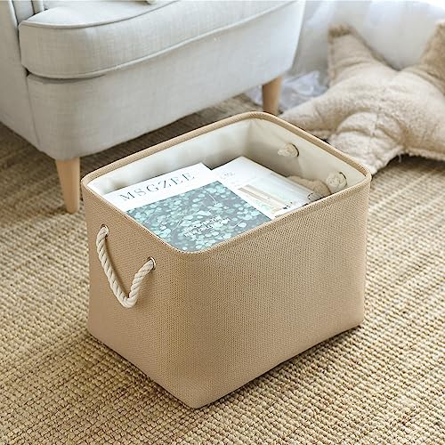 Organization and Storage Basket for Organizing (Beige / 3PCS/Large Cube - 16L×12W×12H)