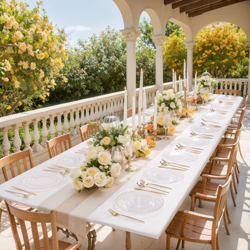 100pcs Clear Plastic Plates with Gold Beads for Bridal Showers (Clear and Gold Plastic Plates / 100PCS)