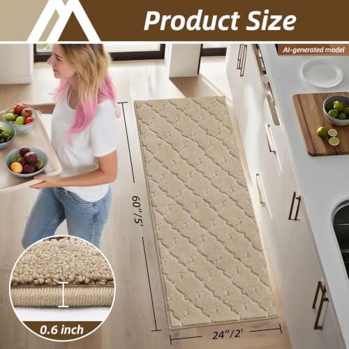 Kitchen Rugs Non Slip Washable 24"x60" (Warm Beige / 24"X 60")
