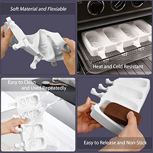 2 Pack 4 Cavities Diamond Shape Silicone Popsicle Molds (2 Pcs Large Diamond - White)