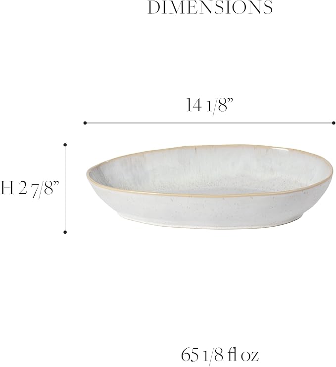 Casafina Ceramic 14.25" x 9" Oval Baker - Eivissa Collection, Sea Blue | Oven & Dishwasher Safe Bakeware | Food Safe Glazing | Restaurant Quality Dinnerware