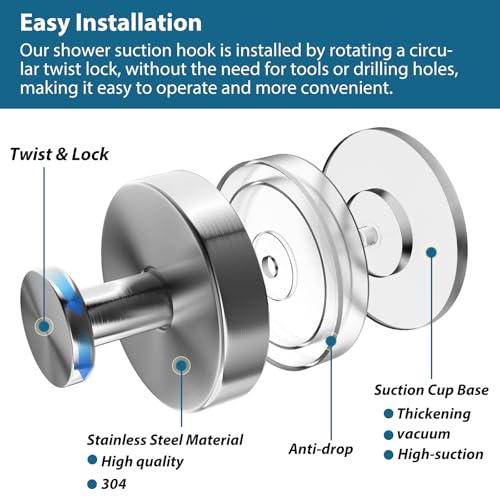 Suction Cup Hooks for Shower (2 Count)