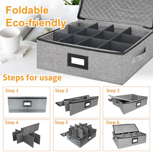 Coffee Mug Storage Box with Dividers (Crystal Glassware Storage)