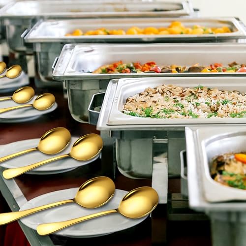 Stainless Steel Serving Spoons Set (8 Pieces (Large Only) / Gold)