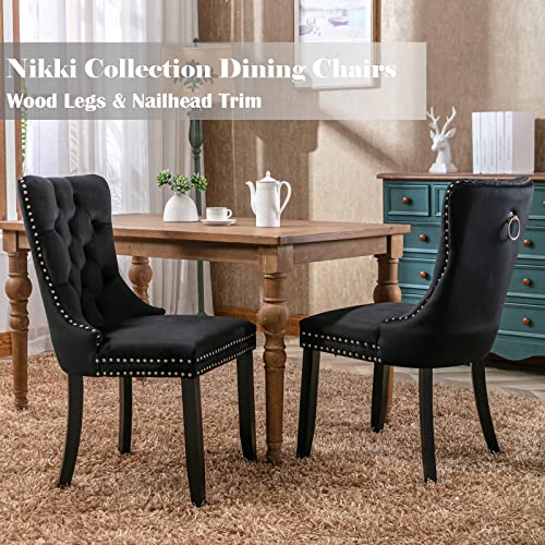 Black Velvet Dining Chairs Set of 2