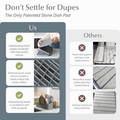 Home Collapsible Dish Drying Rack with Stone Dish Pad (Original + Rack / Slate)