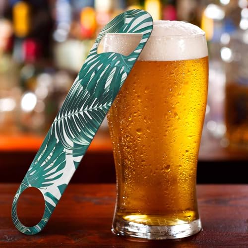 Tropical Palm Leaves Stainless Steel Bottle Opener Jungle Leaf Green Nature Plant Exotic Flat Beer Bottle Opener Keychain for Home Kitchen Bar Restaurant Party Birthday Gift (Tropical Palm Leaves)
