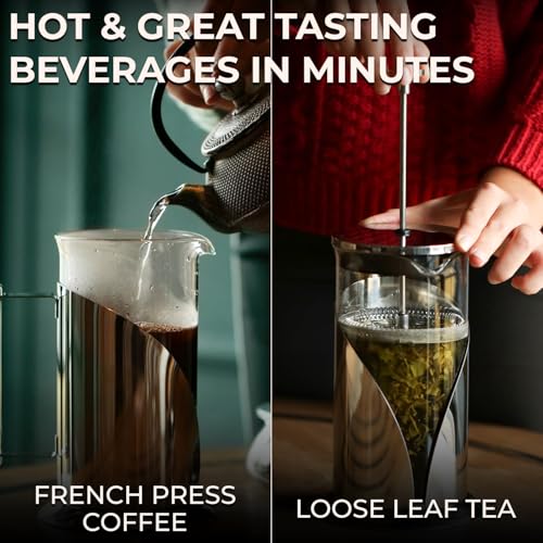 French Press Coffee Maker (Silver)
