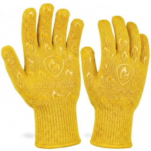 Grill Armor Oven Gloves with Fingers (One Size Fits Most Standard Cuff / Yellow)