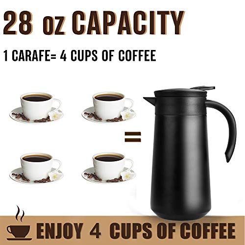 28oz Small Coffee Carafe Insulated Coffee Pot (Black)