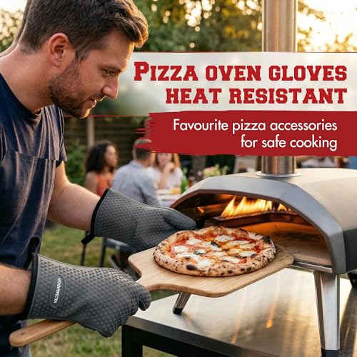 XL Silicone Pizza Oven Gloves Heat Resistant Oven Mitts (Alloy Gray / X-Large)