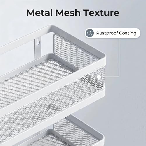 5-in-1 Wide Wall Mount Wrapped Mesh Kitchen Organizer & Shower Caddy Kit, with Paper Towel Holder, Utensil Holder, Soap Dish, Heavy Duty 50LBS - White, Netting (White / 5-in-1 Full Mesh (12.6" Wide))