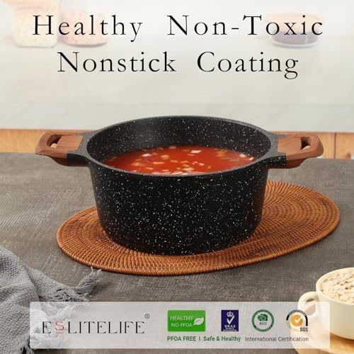 Nonstick Cookware Sets (Black-12 Pcs Set)