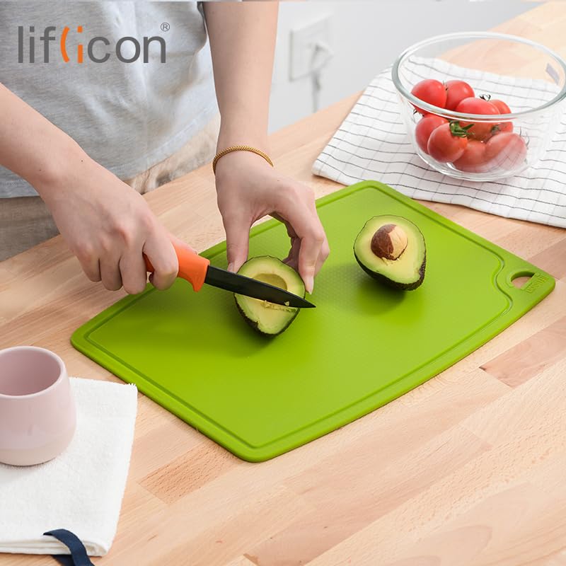 Thick Silicone Cutting Boards for Kitchen Silicone Chopping Boards (9.1"L x 7.1"W & 14.6"L x 10.4"W / Green)