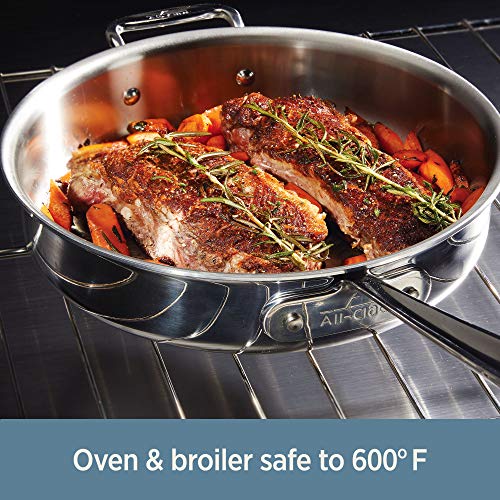 D3® Stainless Steel 12 inch Frying Pan With Lid (12" Stainless Steel pan with lid)