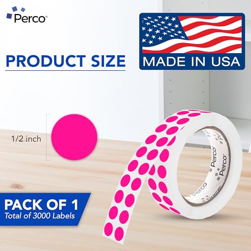 Neon Pink Round Circle Dot Sticker 1 (Neon Pink / 0.5 Inch)