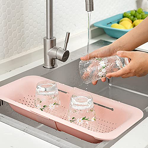 Collapsible Sink Colanders and Strainers Basket Over the Sink Colander Collapsible Colander Extendable Plastic Fruit Vegetable Strainer Drainer Basket for Kitchen