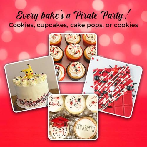 Red White and Black Sprinkles for Cake Decorating and Baking Cupcakes (4 Ounce)