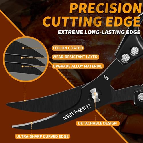 Kitchen Scissors for Food (Bright Black)