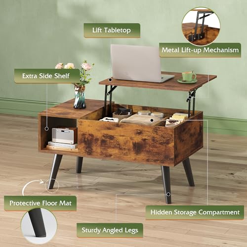 Lift Top Coffee Table with Hidden Storage (Classic Brown / 31.5")