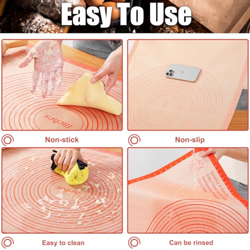 Silicone Pastry Mat 36x24 Inch Extra Large Baking Mat with Measurements (Red / 36"L x 24"W)