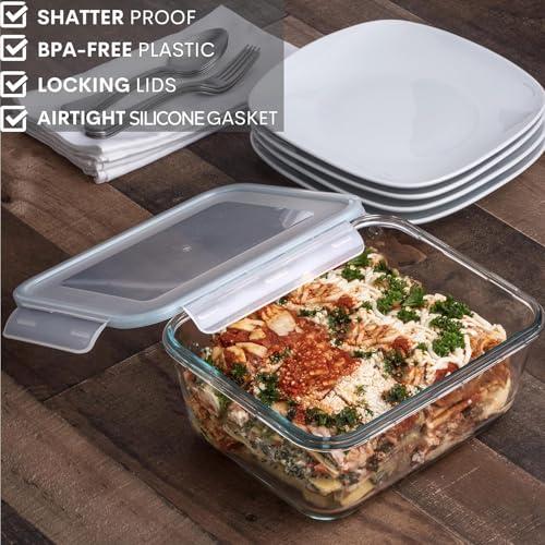 3300 ml 112 oz LARGE Glass Food Container with Locking Lid. Ideal for Storing food (Gray)