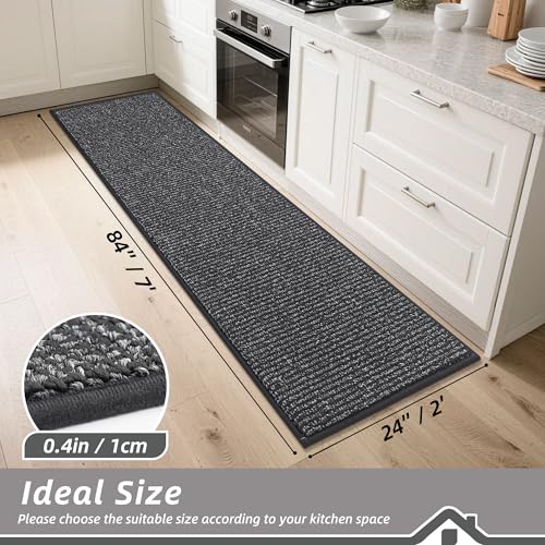 Kitchen Runner Rugs 24"x84" (Charcoal / 24" X 84" (Rectangular))