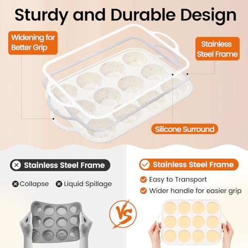 Silicone Muffin Pan with Metal Reinforced Frame (Standard + Mini)