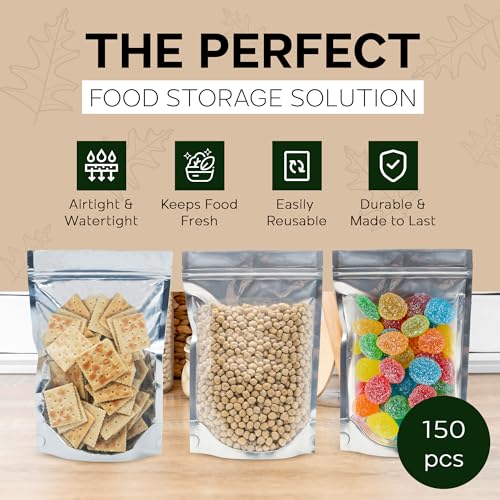 150 Resealable Food Storage Bags (6 x 8.75 inches (15 x 22 cm))