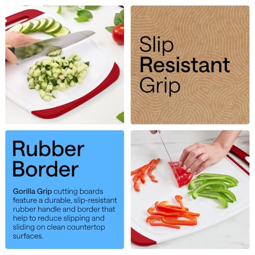 BPA Free Reversible Kitchen Cutting Board (Red/White / Large (Pack of 3))