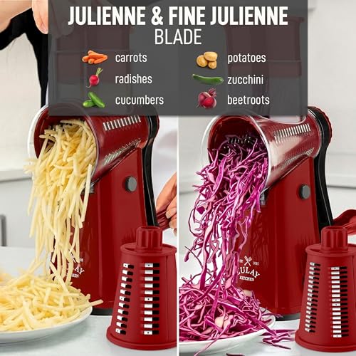 Rotary Cheese Grater Manual Hand Crank 5 Blade Shredder
